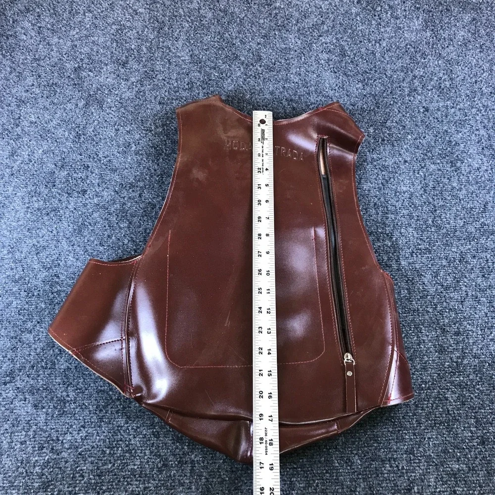 Moda Di Strada Vest Backpack Brown Red Genuine Leather Zipper Pocket Chest Bag